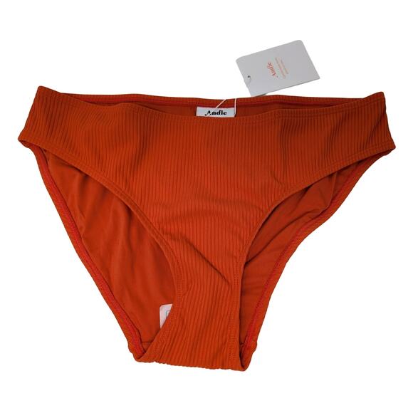 Andie Swim Bikini Bottom AB304 Size Medium NWT Ribbed Sire Orange - Picture 1 of 4